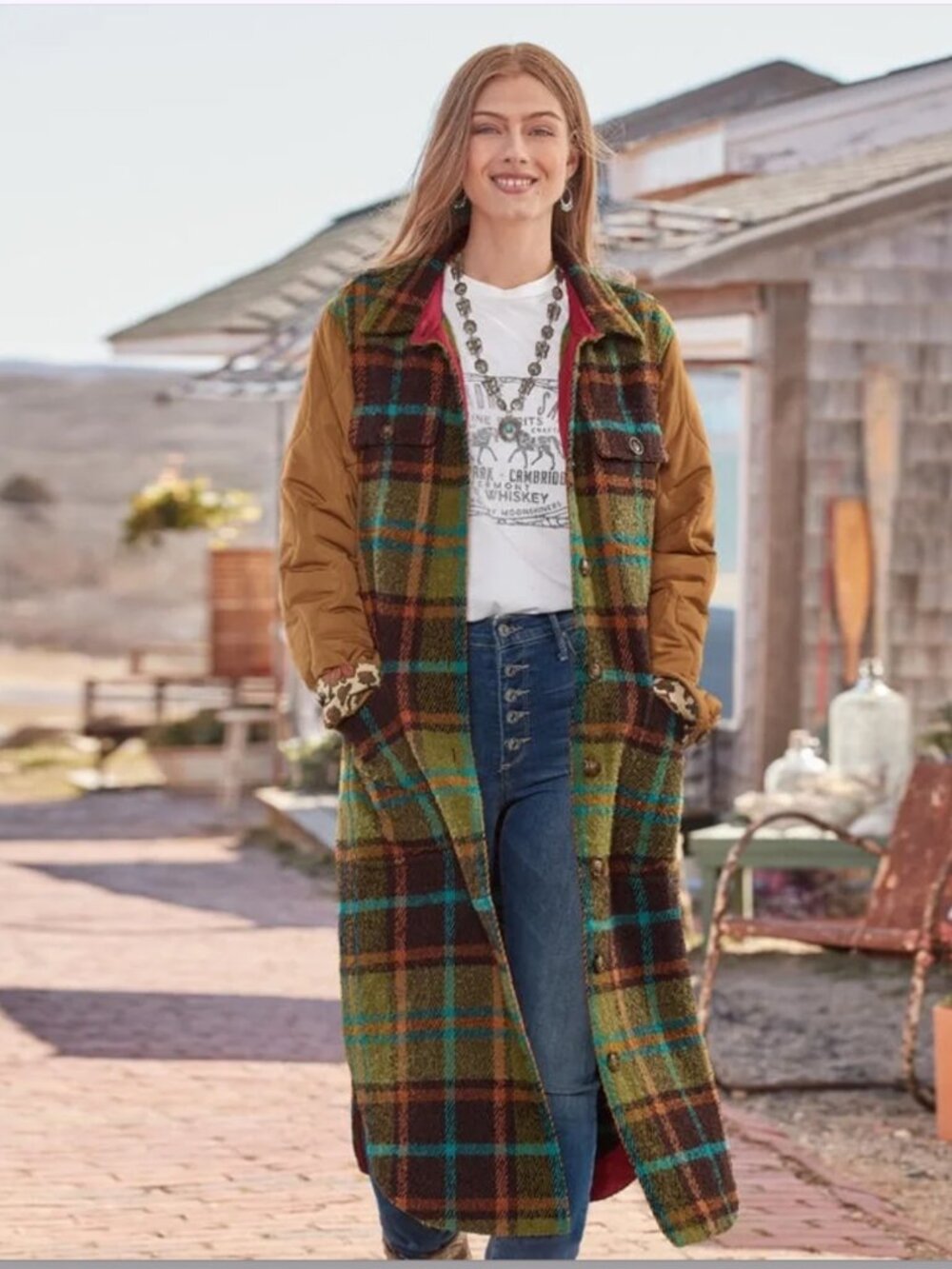 Sundance Hampshire Plaid Coat Large Rustic Bohemian Western Eclectic Fall Earthy